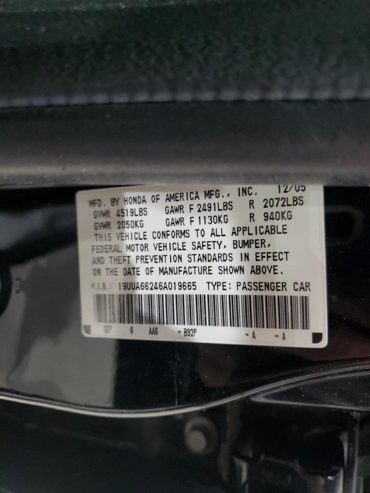 2006 Acura 3.2Tl VIN: 19UUA66246A019665 Lot: 87017685
