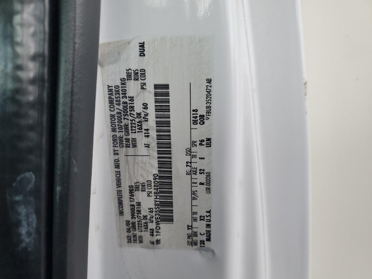 2000 Fleetwood Jamboree - Rv VIN: 1FDWE35S8YHB48090 Lot: 86183585