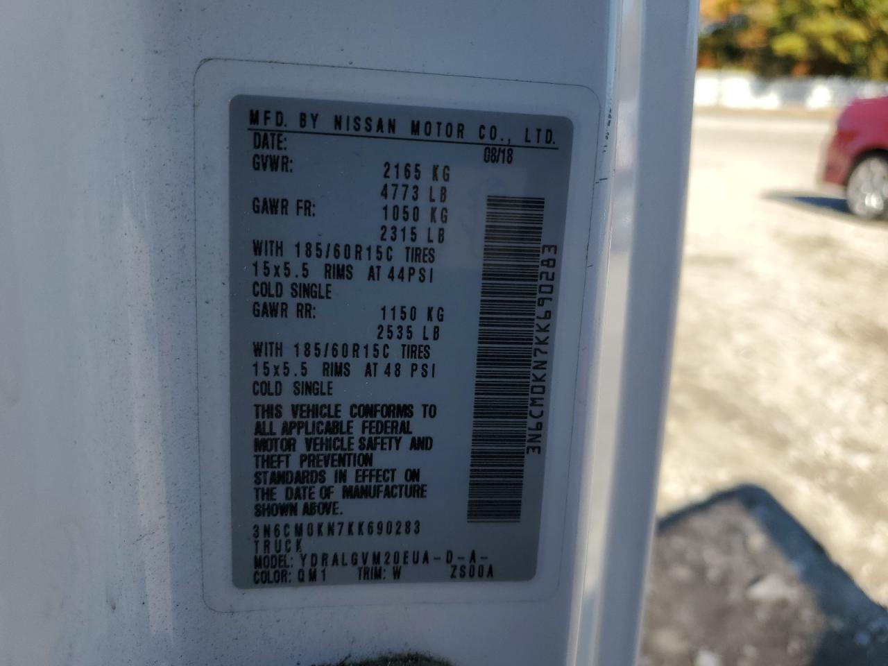 2019 Nissan Nv200 2.5S VIN: 3N6CM0KN7KK690283 Lot: 85853585