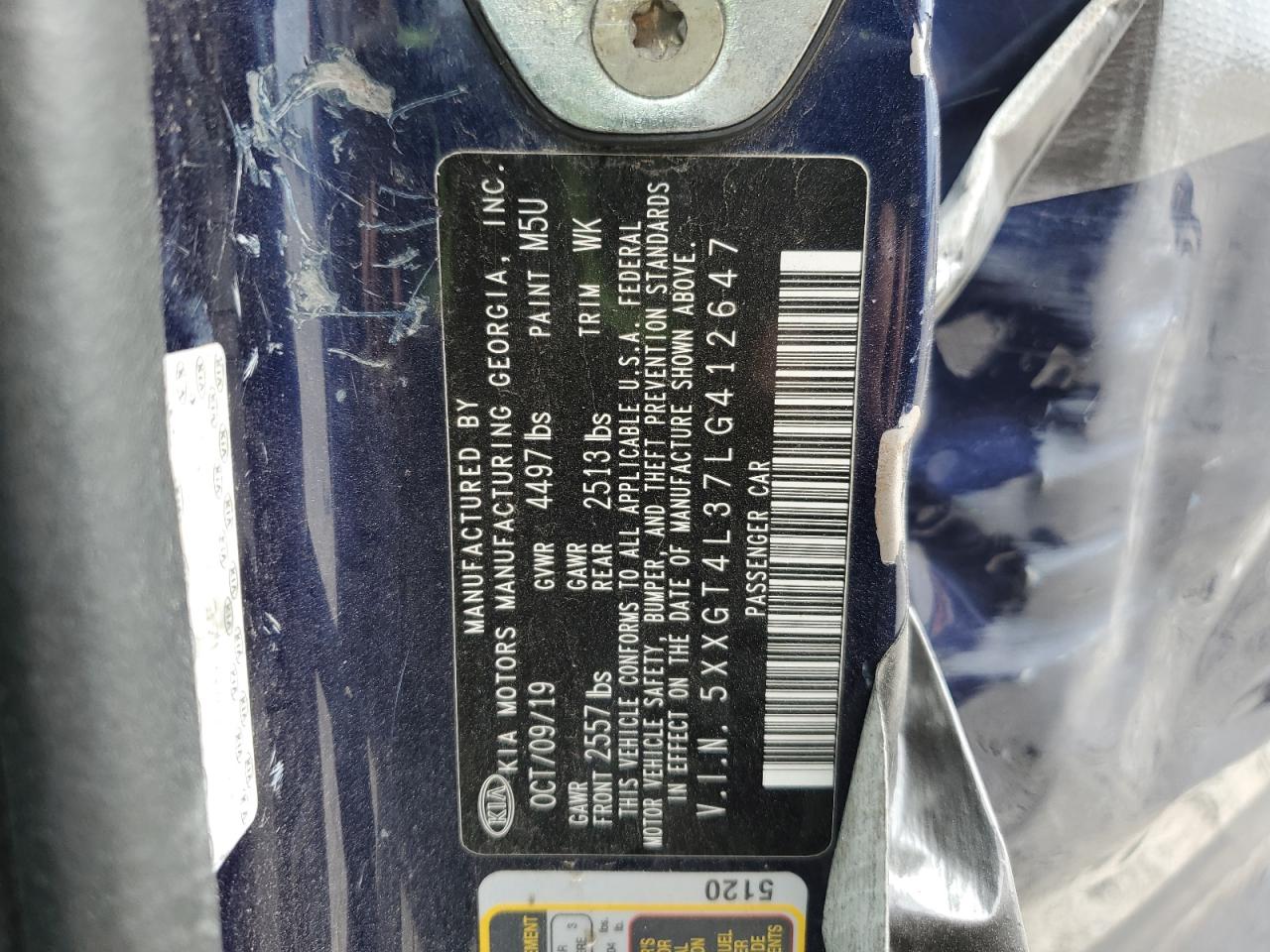 2020 Kia Optima Lx VIN: 5XXGT4L37LG412647 Lot: 82327245