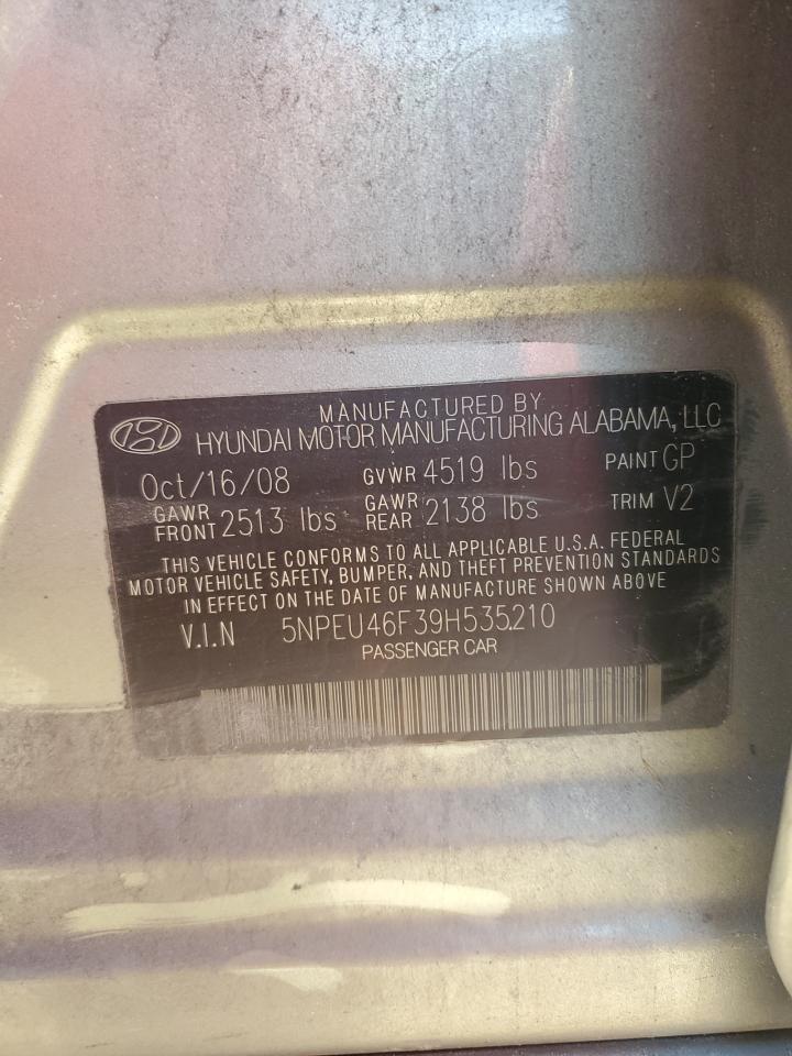 2009 Hyundai Sonata Se VIN: 5NPEU46F39H535210 Lot: 85356305