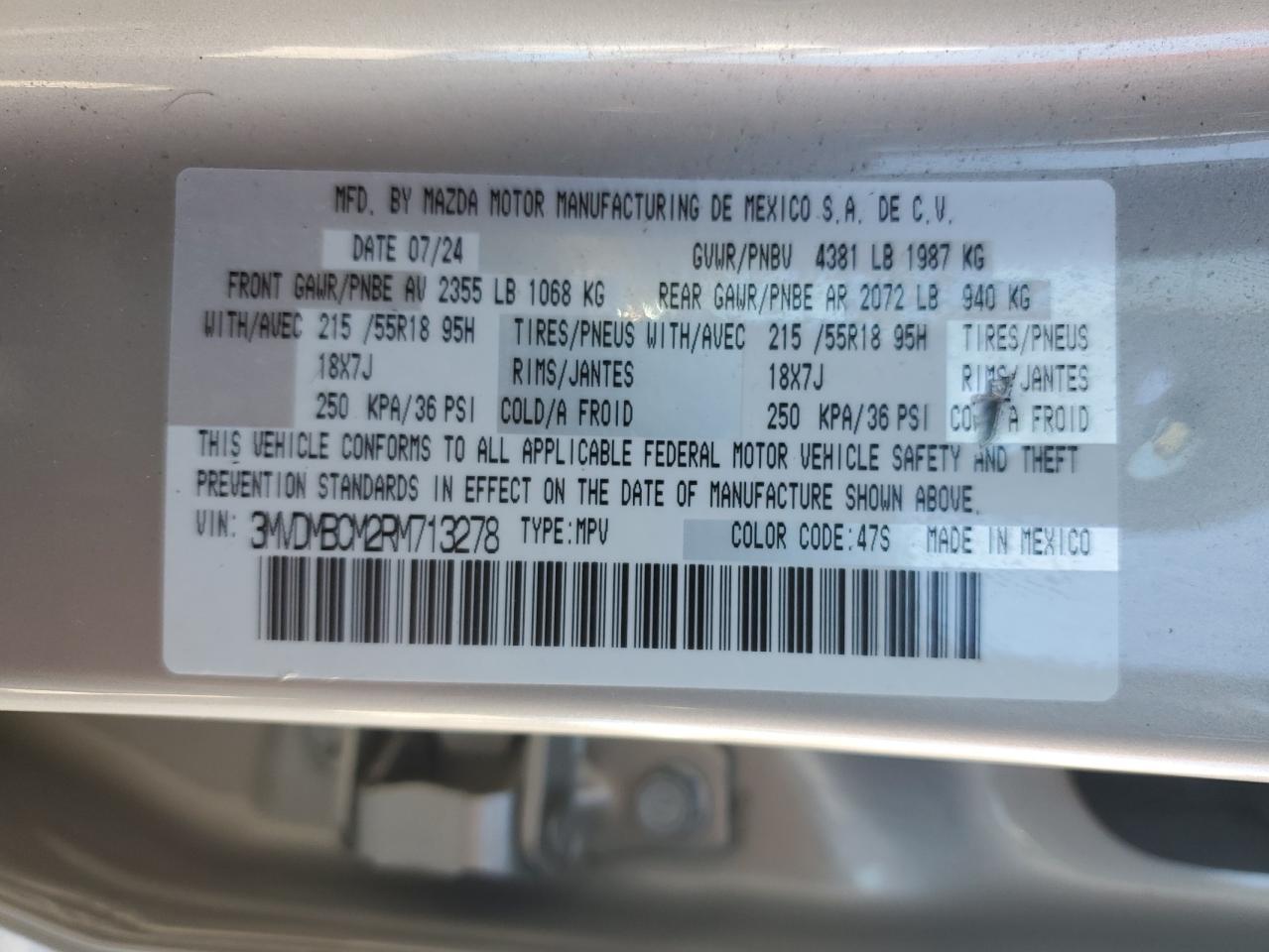 2024 Mazda Cx-30 Preferred VIN: 3MVDMBCM2RM713278 Lot: 89445885