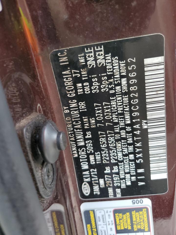 2012 Kia Sorento Base VIN: 5XYKT4A19CG289652 Lot: 85661705