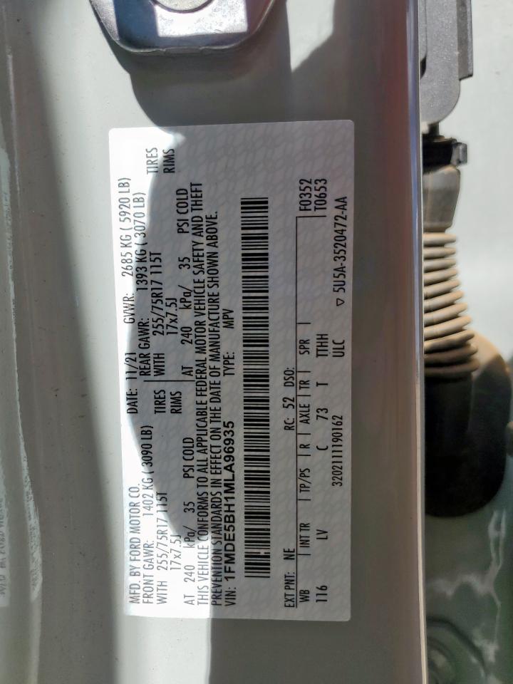 2021 Ford Bronco Base VIN: 1FMDE5BH1MLA96935 Lot: 86242635