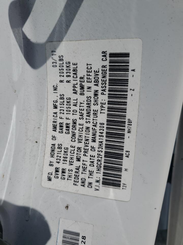 2017 Honda Accord Sport VIN: 1HGCR2F53HA194306 Lot: 81880795