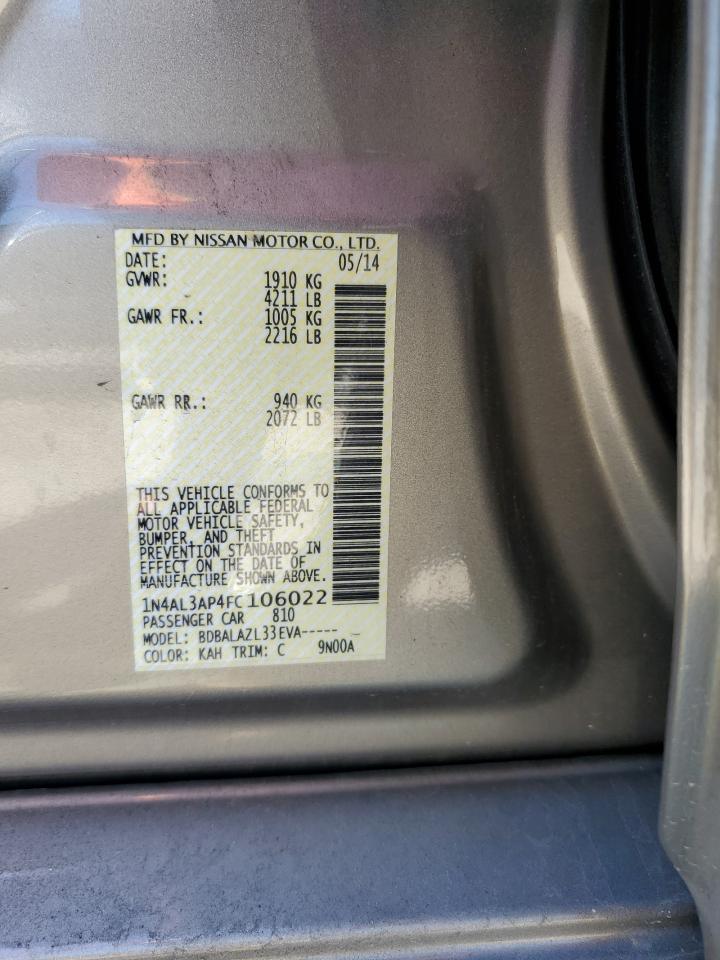 2015 Nissan Altima 2.5 VIN: 1N4AL3AP4FC106022 Lot: 85000925