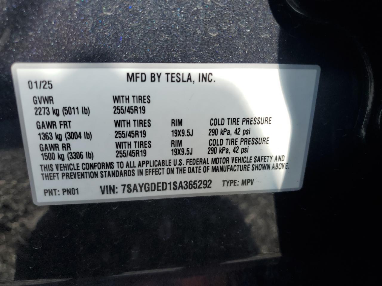 2025 Tesla Model Y VIN: 7SAYGDED1SA365292 Lot: 87414455