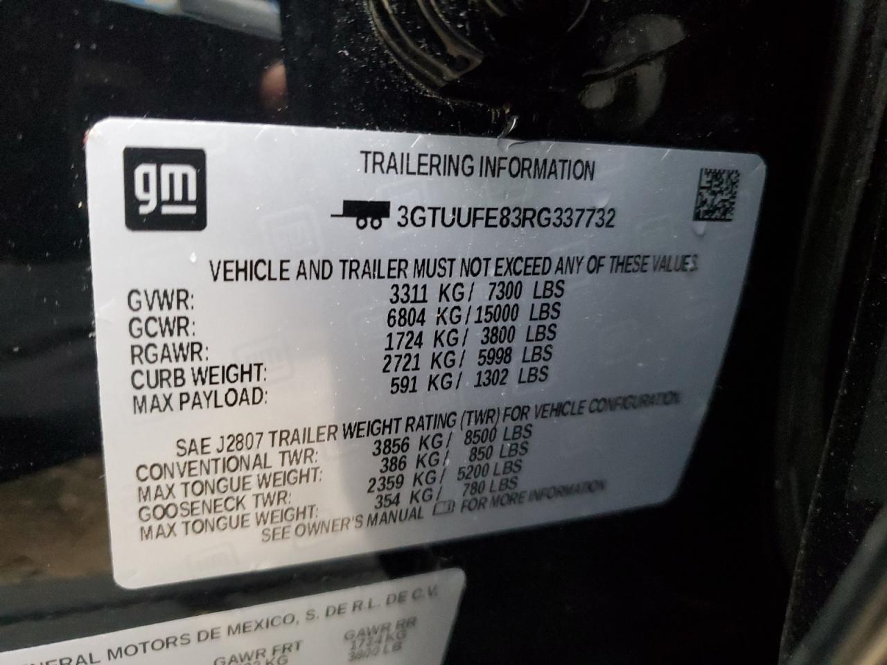 2024 GMC Sierra K1500 At4X VIN: 3GTUUFE83RG337732 Lot: 90309395