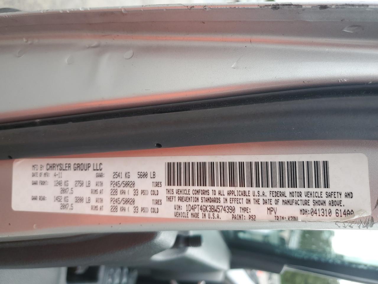 2011 Dodge Nitro Heat VIN: 1D4PT4GK3BW574390 Lot: 81943005