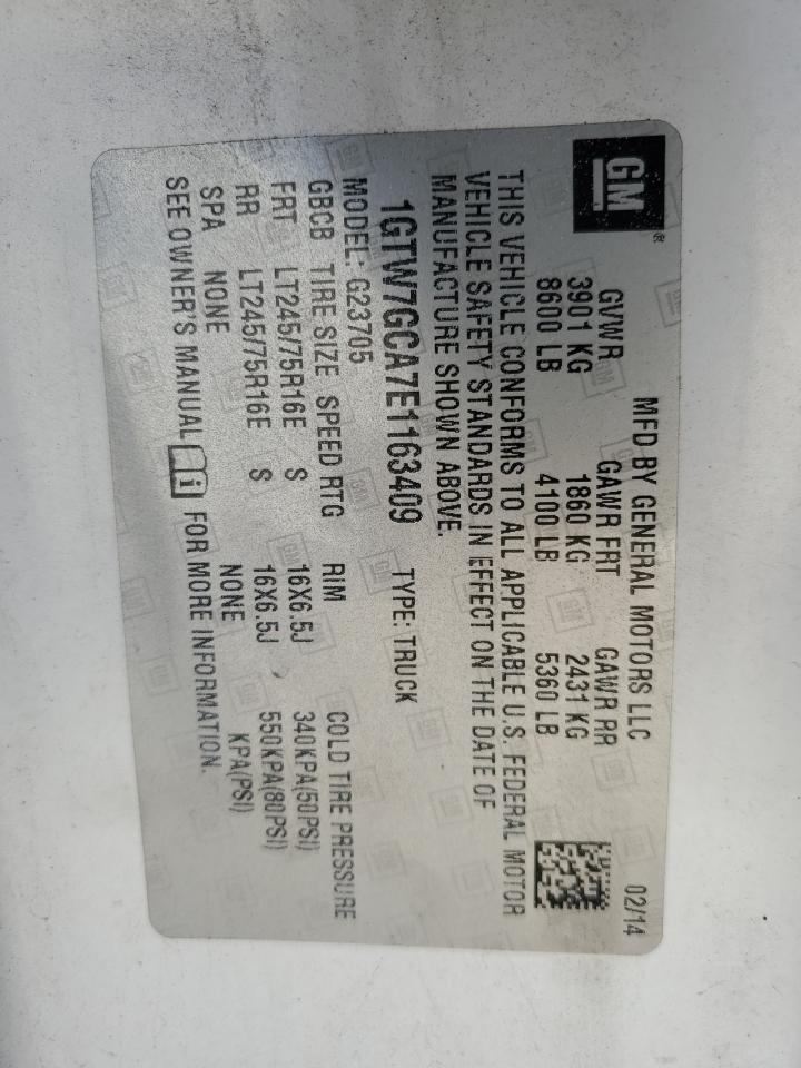 2014 GMC Savana Cargo 2500 15 VIN: 1GTW7GCA7E1163409 Lot: 90607605