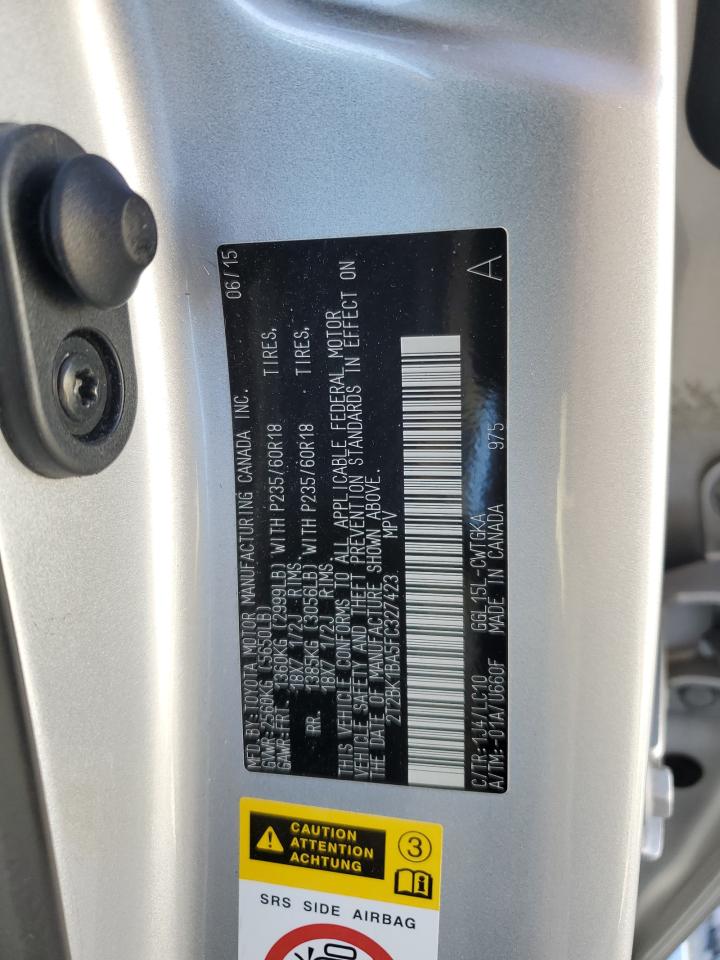 2015 Lexus Rx 350 Base VIN: 2T2BK1BA5FC327423 Lot: 86795385
