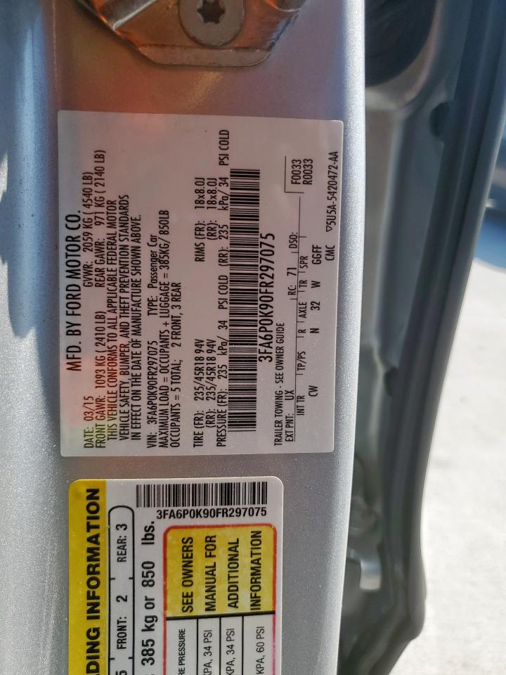 2015 Ford Fusion Titanium VIN: 3FA6P0K90FR297075 Lot: 86089165