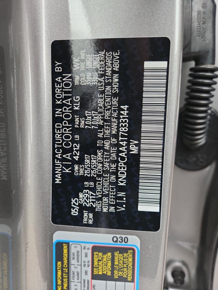 2026 Kia Seltos Lx VIN: KNDEPCAA4T7833144 Lot: 89819275