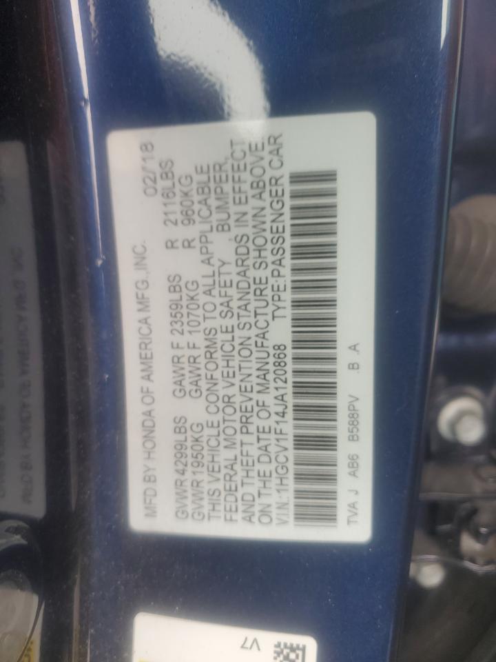 2018 Honda Accord Lx VIN: 1HGCV1F14JA120868 Lot: 86603465
