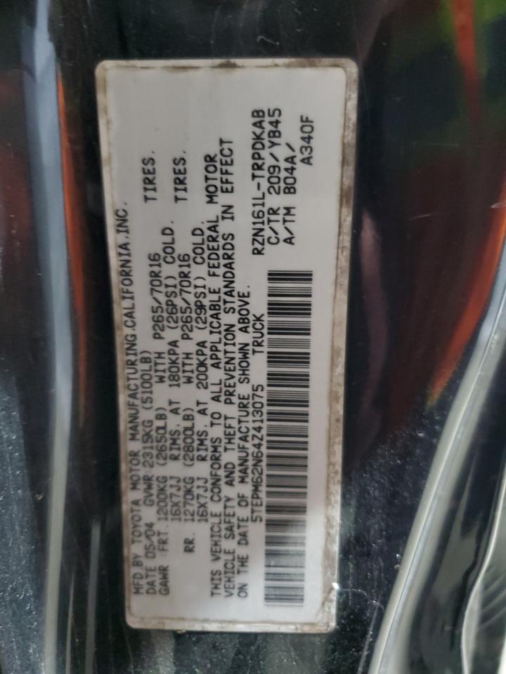 2004 Toyota Tacoma VIN: 5TEPM62N64Z413075 Lot: 84717755