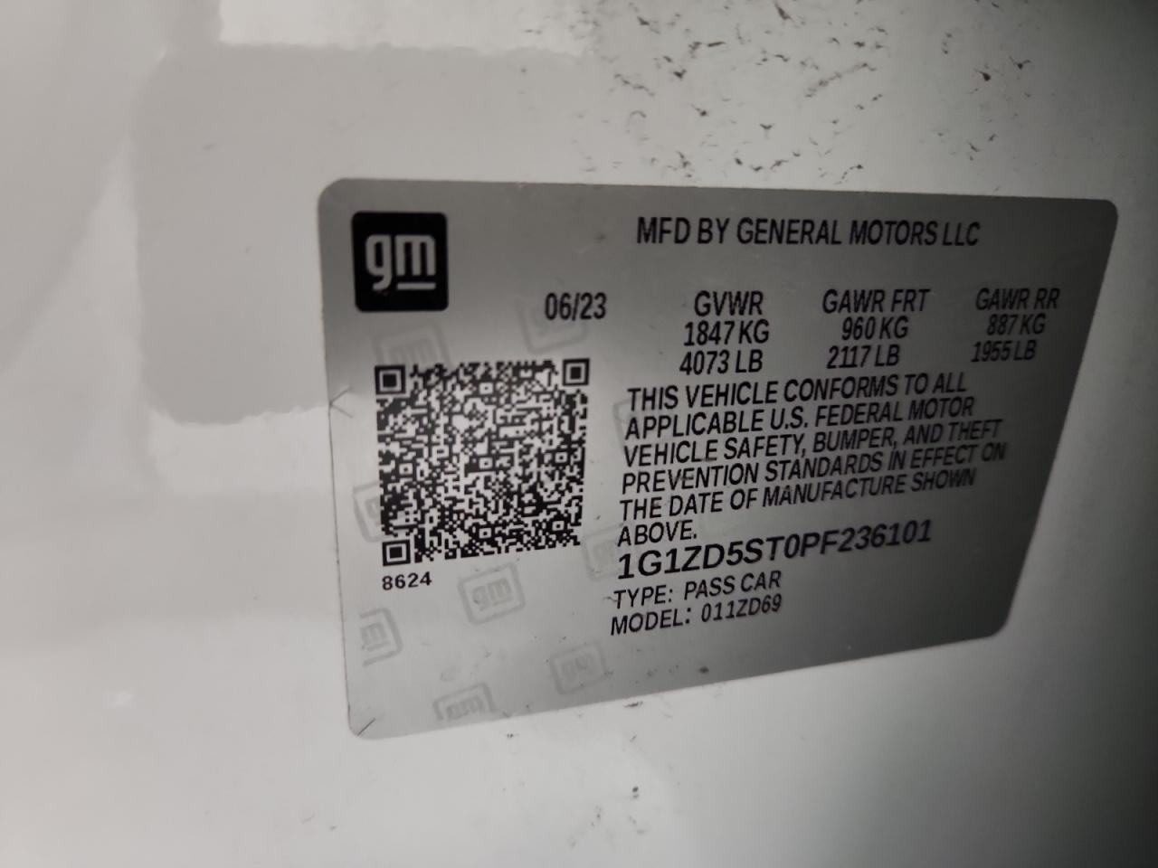 2023 Chevrolet Malibu Lt VIN: 1G1ZD5ST0PF236101 Lot: 85670325