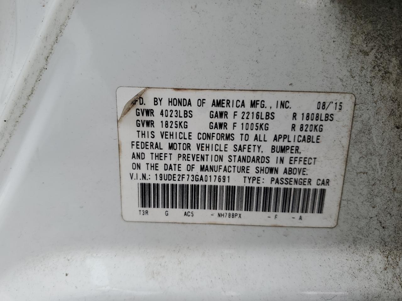 2016 Acura Ilx Premium VIN: 19UDE2F73GA017691 Lot: 85344315