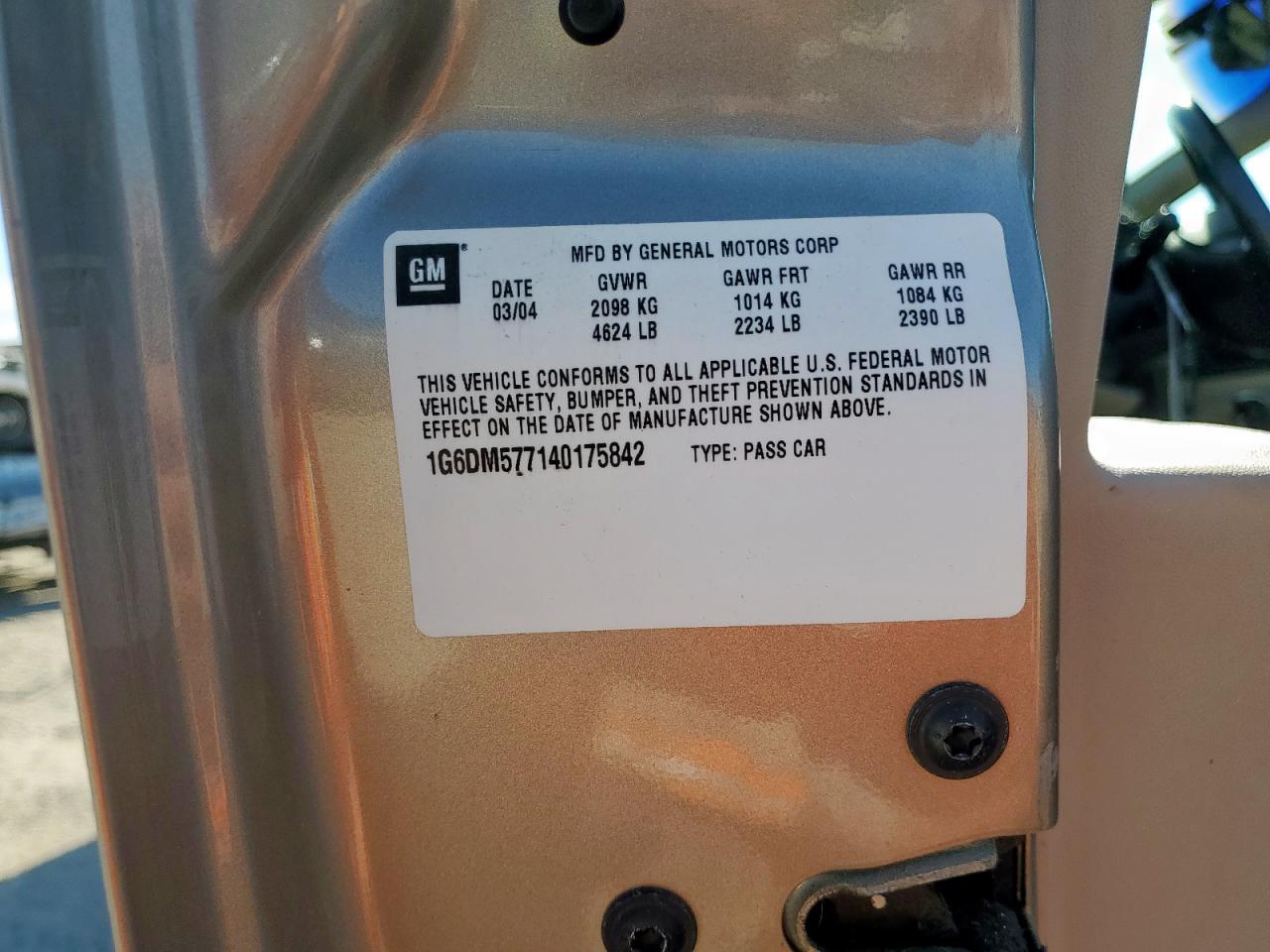 2004 Cadillac Cts VIN: 1G6DM577140175842 Lot: 86138685