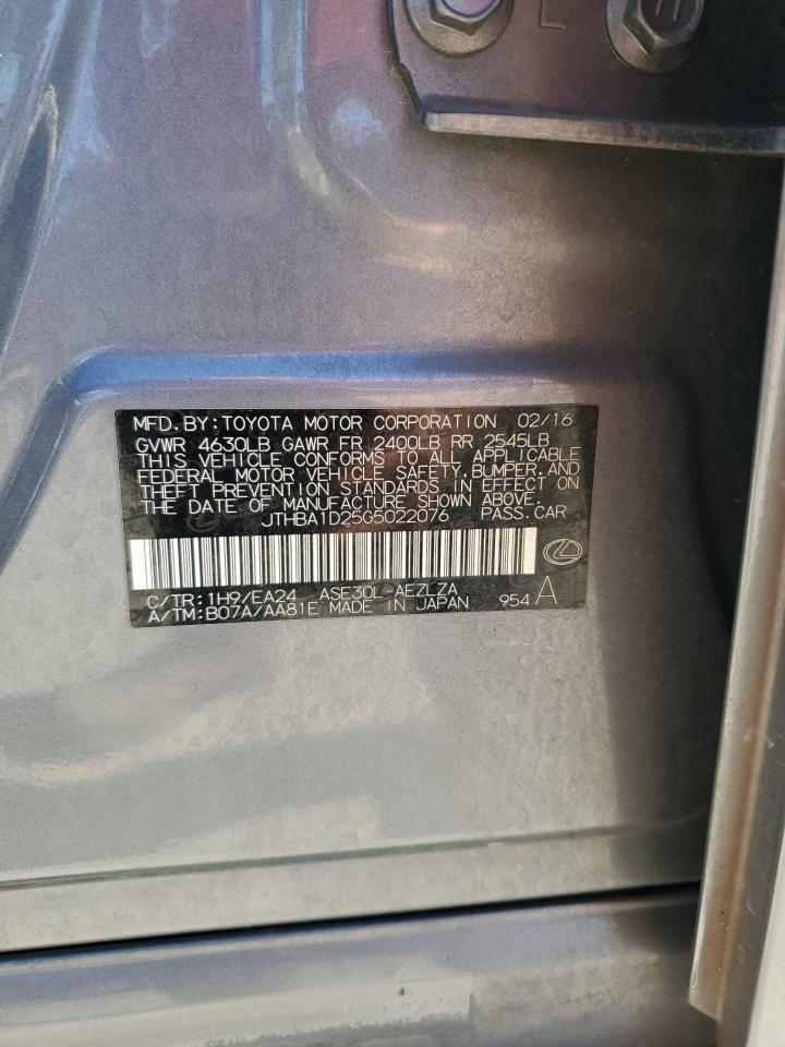 2016 Lexus Is 200T VIN: JTHBA1D25G5022076 Lot: 86605055