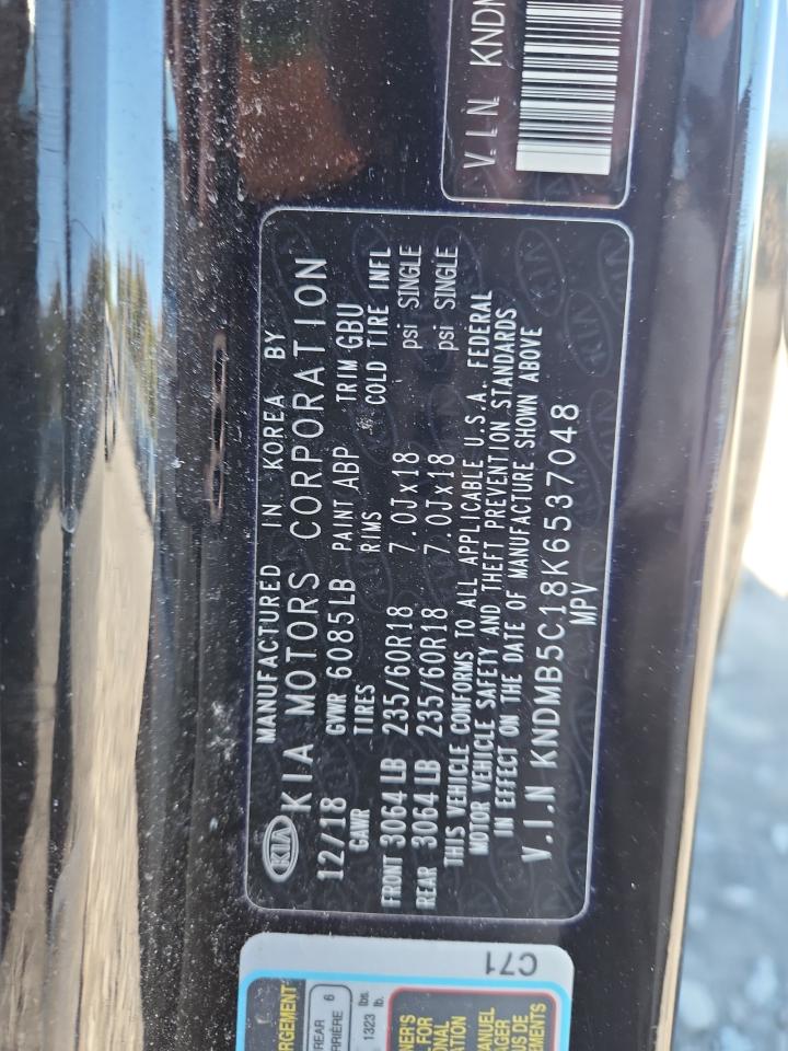 2019 Kia Sedona Lx VIN: KNDMB5C18K6537048 Lot: 85079575