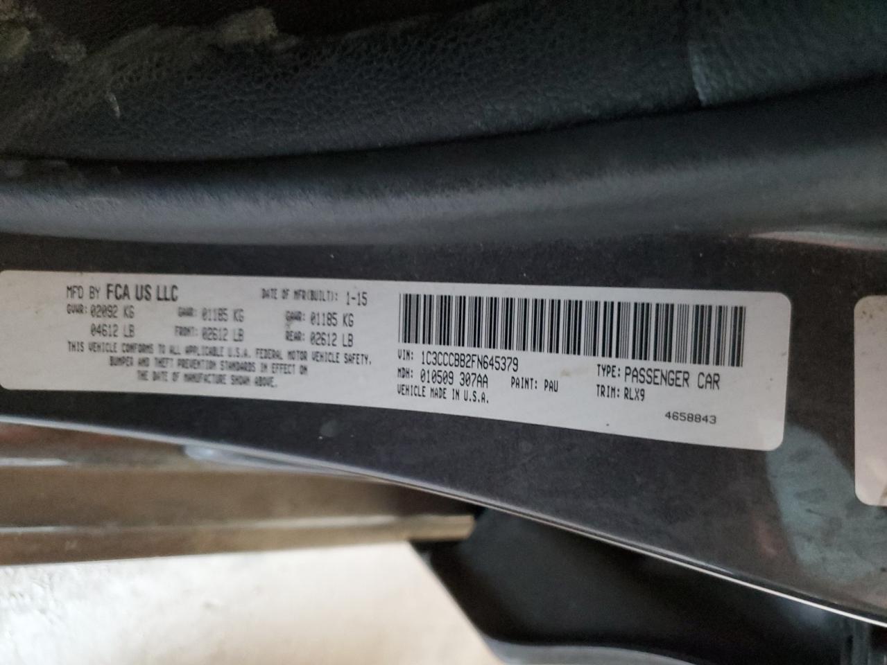 2015 Chrysler 200 S VIN: 1C3CCCBB2FN645379 Lot: 84885755