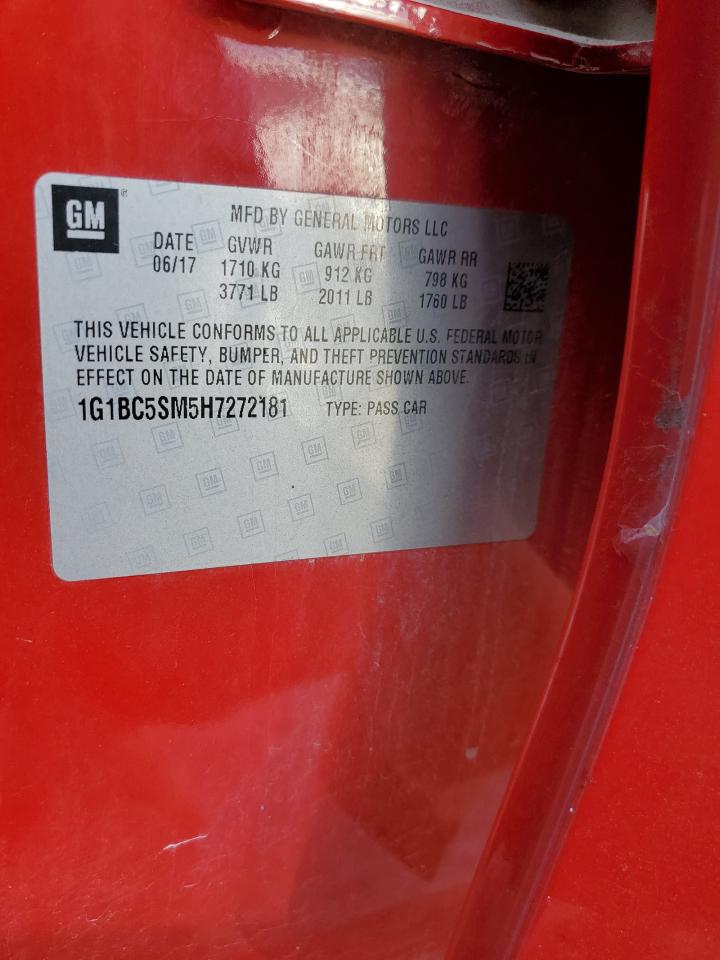 2017 Chevrolet Cruze Ls VIN: 1G1BC5SM5H7272181 Lot: 85273855