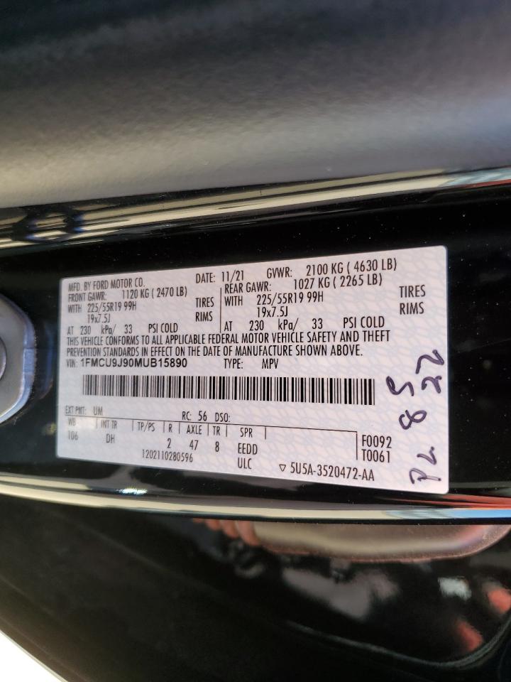 2021 Ford Escape Titanium VIN: 1FMCU9J90MUB15890 Lot: 85142605