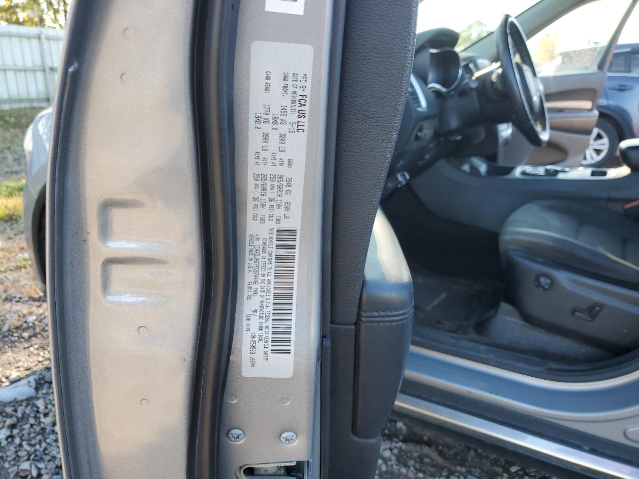 2015 Dodge Durango Sxt VIN: 1C4RDJAG7FC874446 Lot: 85156225