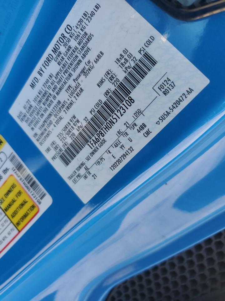 2022 Ford Mustang VIN: 1FA6P8TH0N5123108 Lot: 86255165