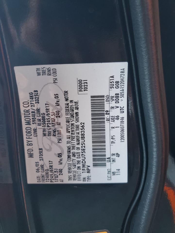 2005 Ford Explorer Limited VIN: 1FMDU75E25UB83562 Lot: 80660215