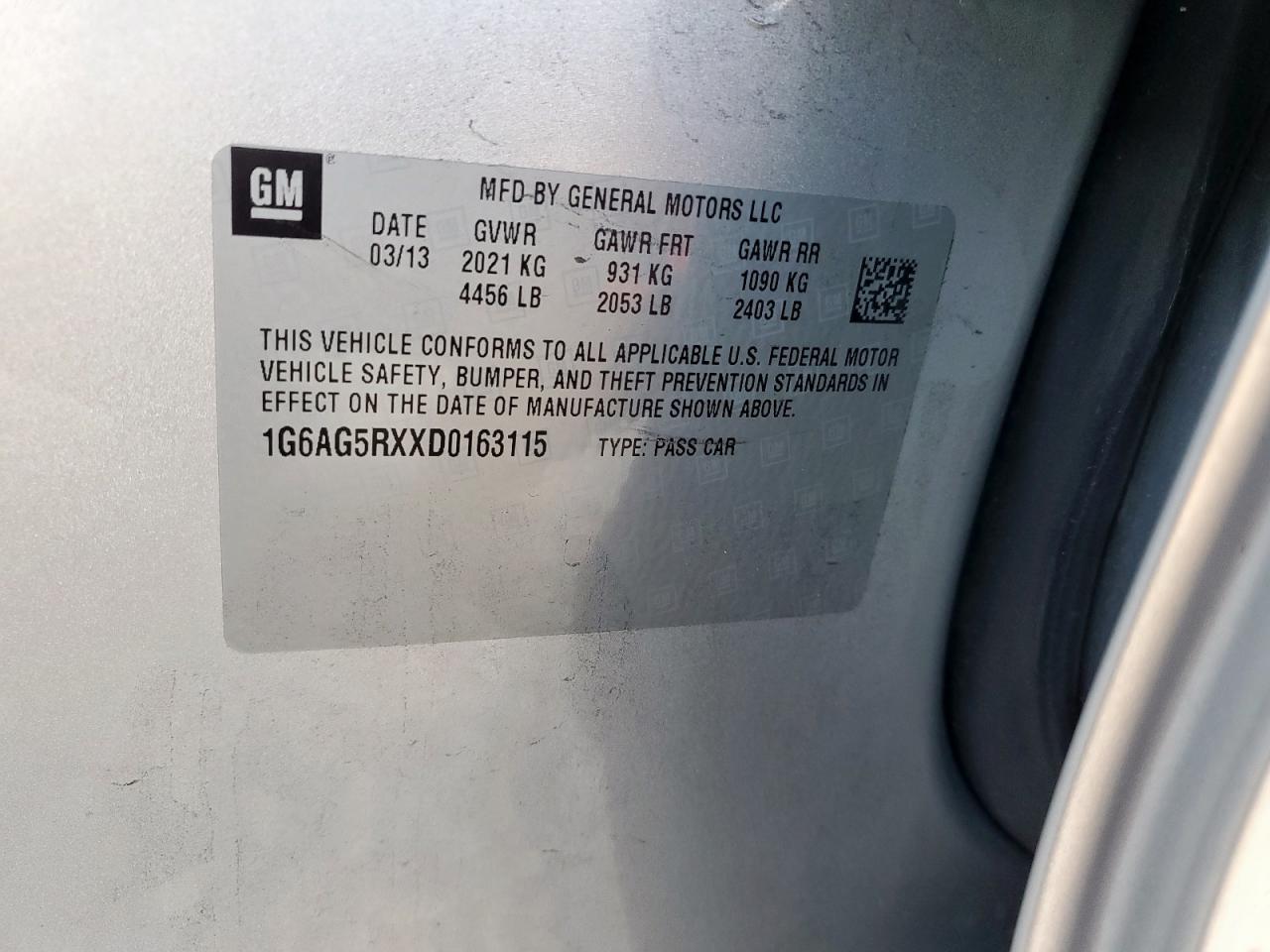 2013 Cadillac Ats VIN: 1G6AG5RXXD0163115 Lot: 81985635