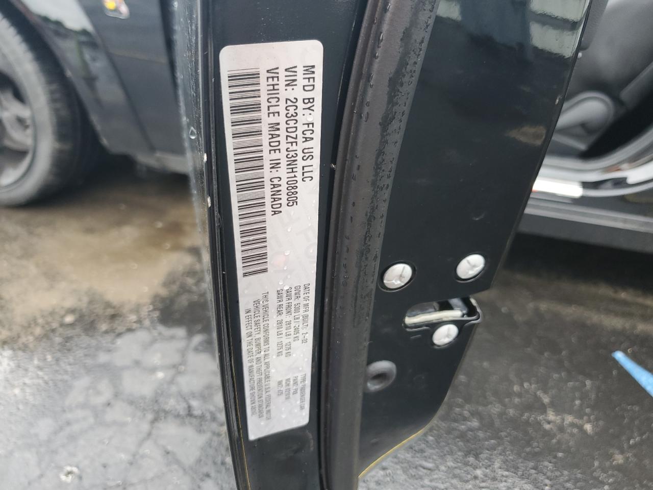 2022 Dodge Challenger R/T Scat Pack VIN: 2C3CDZFJ3NH108805 Lot: 85473225