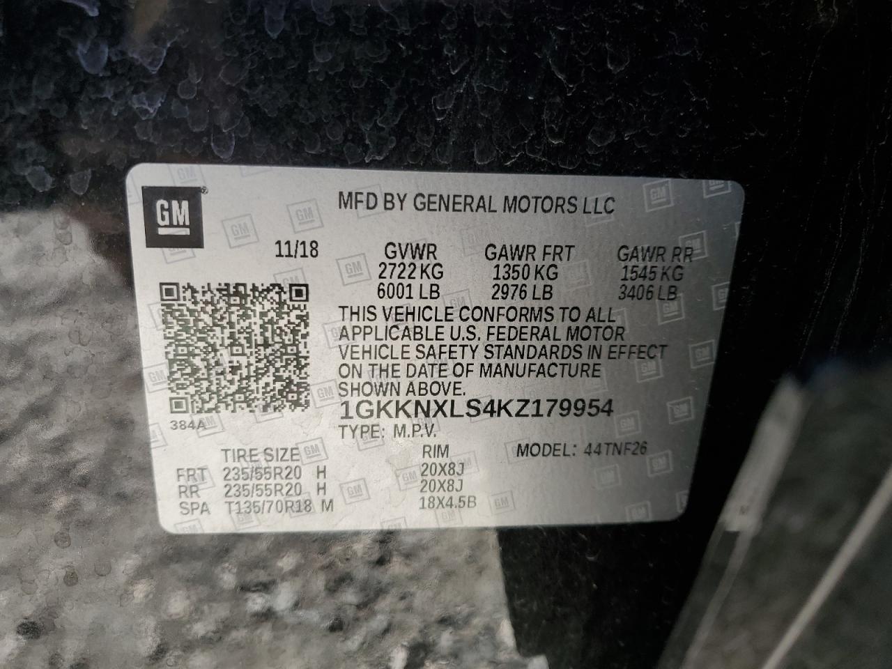 2019 GMC Acadia Denali VIN: 1GKKNXLS4KZ179954 Lot: 82002585