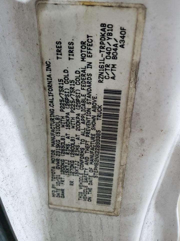 2002 Toyota Tacoma VIN: 5TEPM62NX2Z899385 Lot: 87184135
