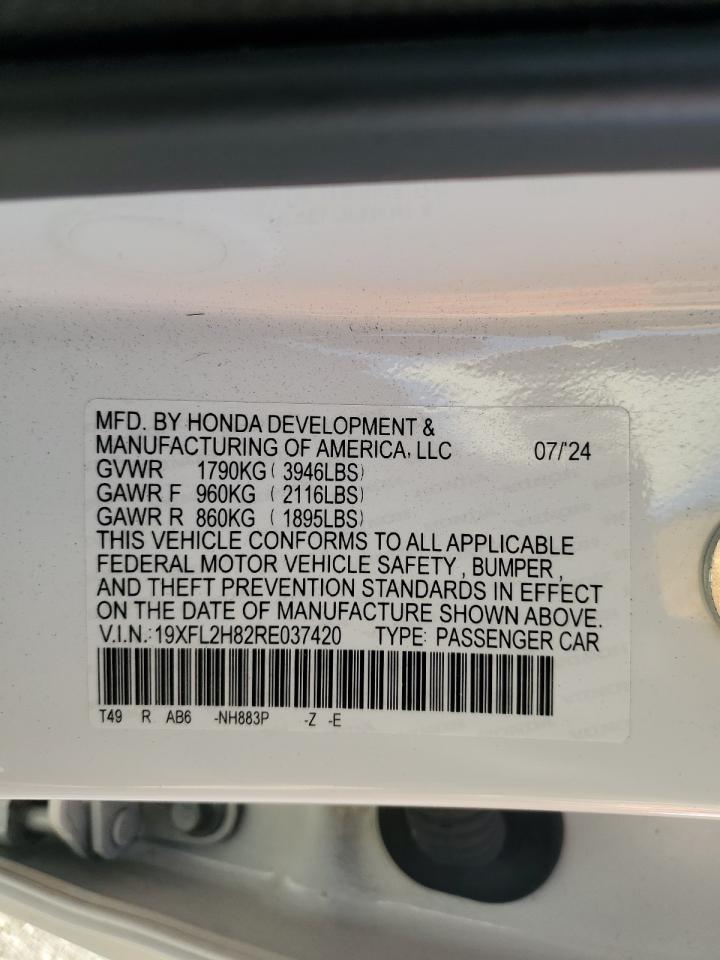 2024 Honda Civic Sport VIN: 19XFL2H82RE037420 Lot: 85782505