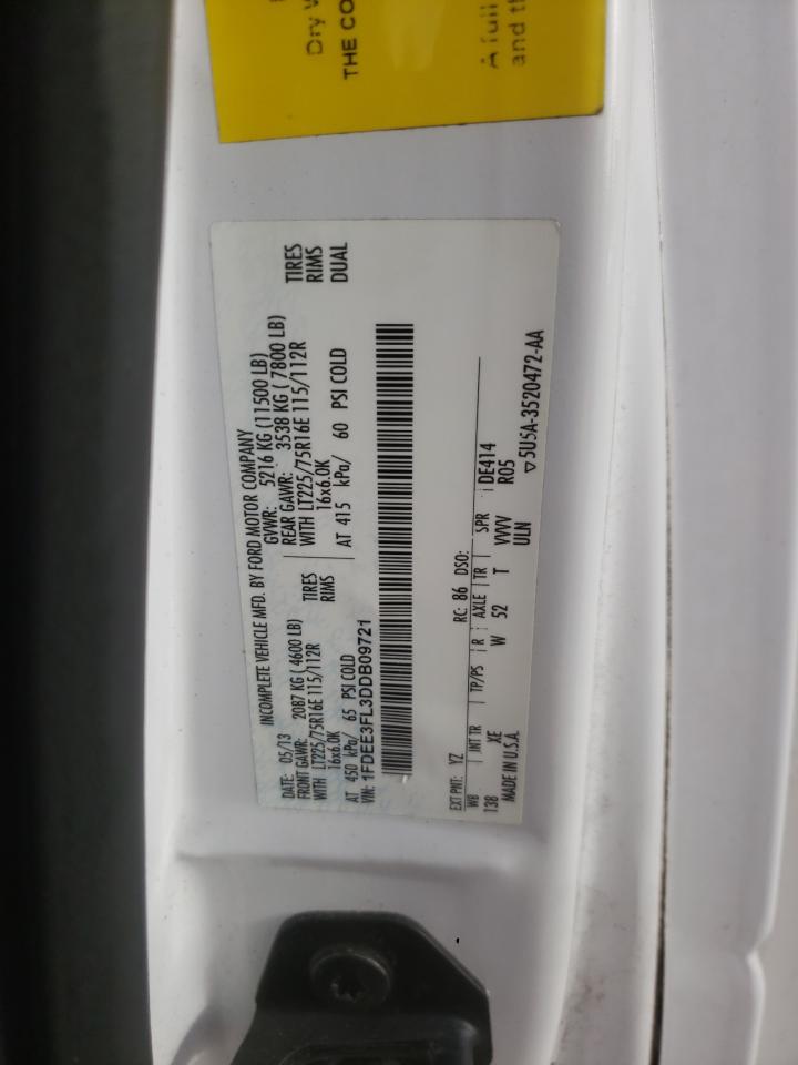 2013 Ford Econoline E350 Super Duty Cutaway Van VIN: 1FDEE3FL3DDB09721 Lot: 85290735