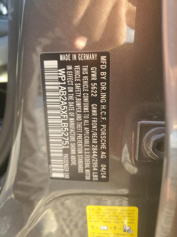 2015 Porsche Macan S VIN: WP1AB2A5XFLB52751 Lot: 86686465