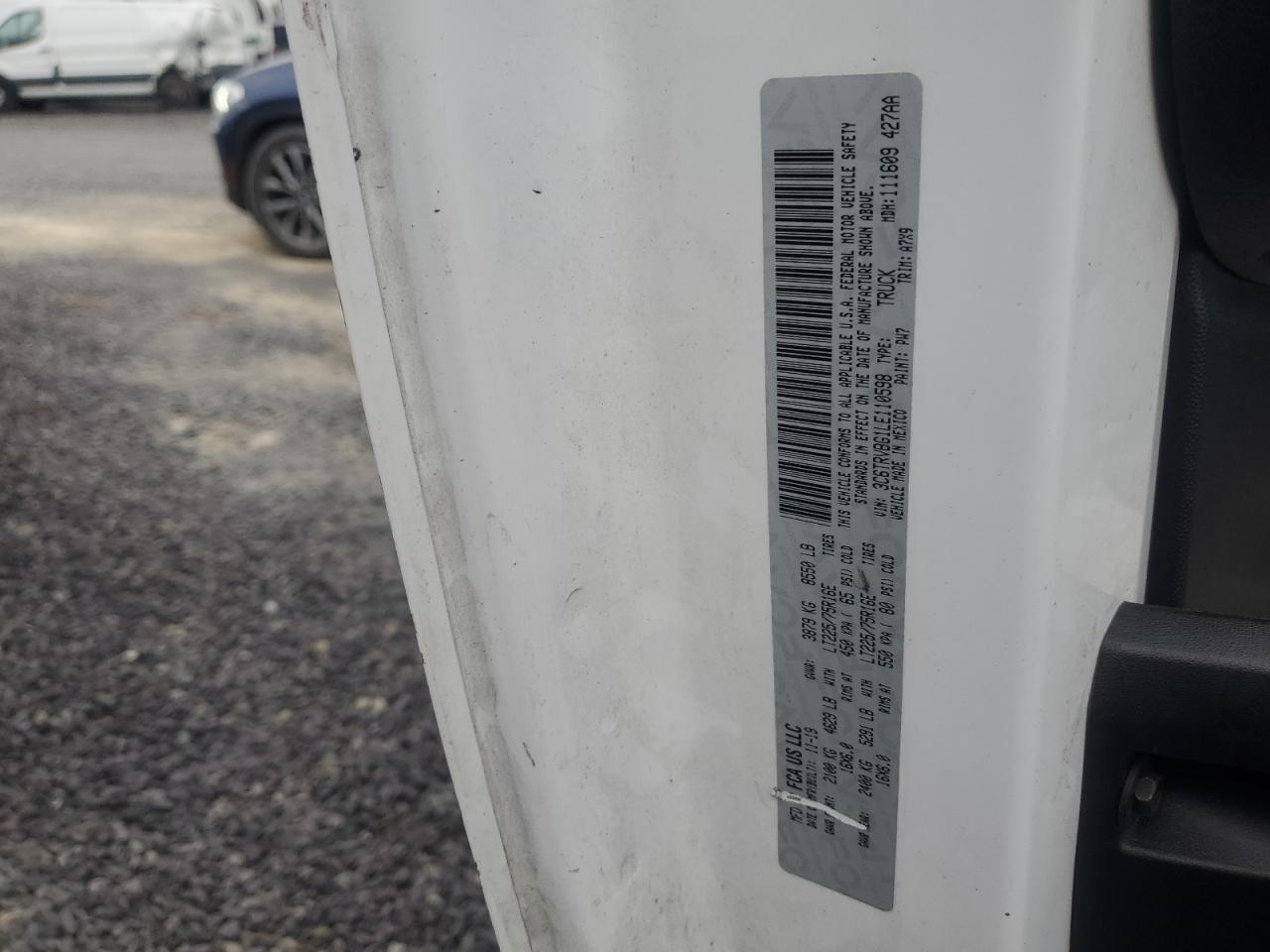 2020 Ram Promaster 1500 1500 High VIN: 3C6TRVBG1LE110598 Lot: 85915085