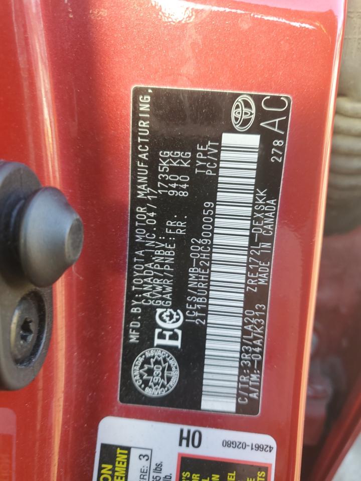 2017 Toyota Corolla L VIN: 2T1BURHE2HC900059 Lot: 82281505