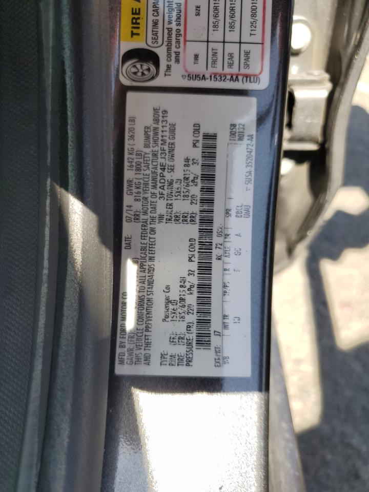 2015 Ford Fiesta Se VIN: 3FADP4EJ3FM111319 Lot: 85410005