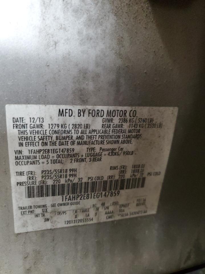 2014 Ford Taurus Sel VIN: 1FAHP2E81EG147859 Lot: 85136755