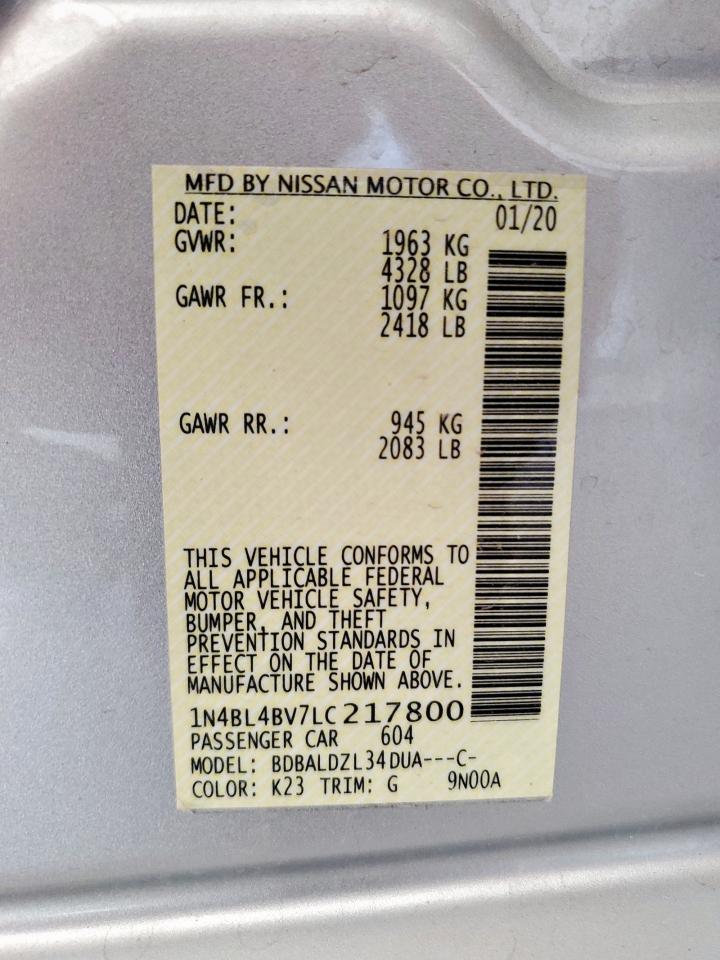 2020 Nissan Altima S VIN: 1N4BL4BV7LC217800 Lot: 85539045