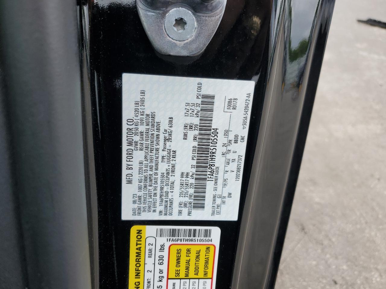 2024 Ford Mustang VIN: 1FA6P8TH9R5105504 Lot: 71946565