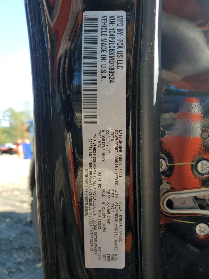 2021 Jeep Cherokee Latitude VIN: 1C4PJLCBXMD189524 Lot: 90771805