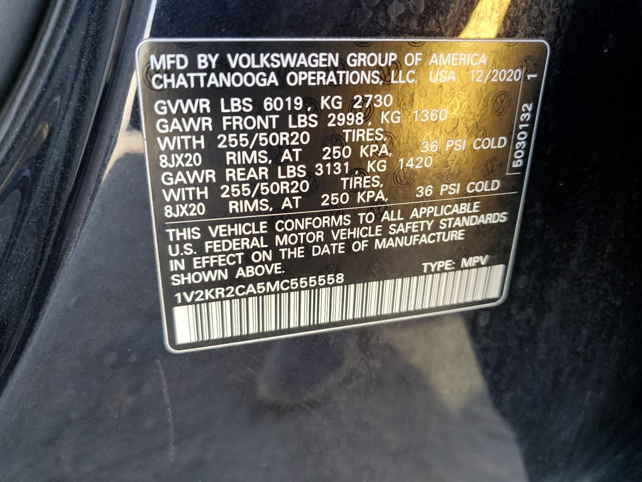 2021 Volkswagen Atlas Se VIN: 1V2KR2CA5MC555558 Lot: 86874235