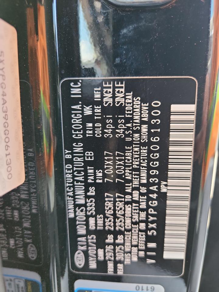 2016 Kia Sorento Lx VIN: 5XYPG4A39GG061300 Lot: 85708815