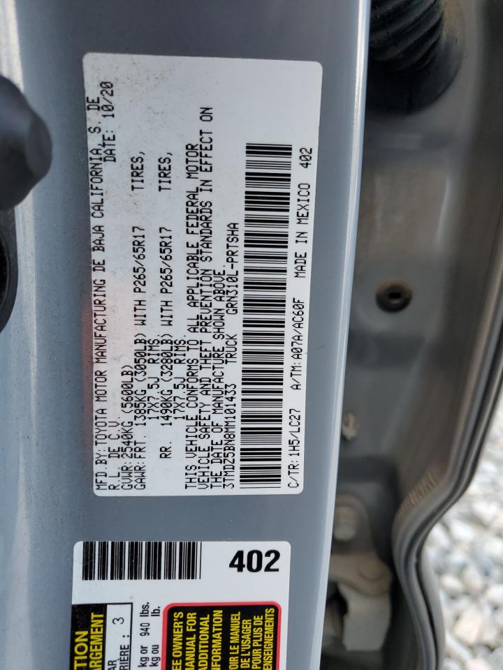 2021 Toyota Tacoma Double Cab VIN: 3TMDZ5BN8MM101433 Lot: 85155445