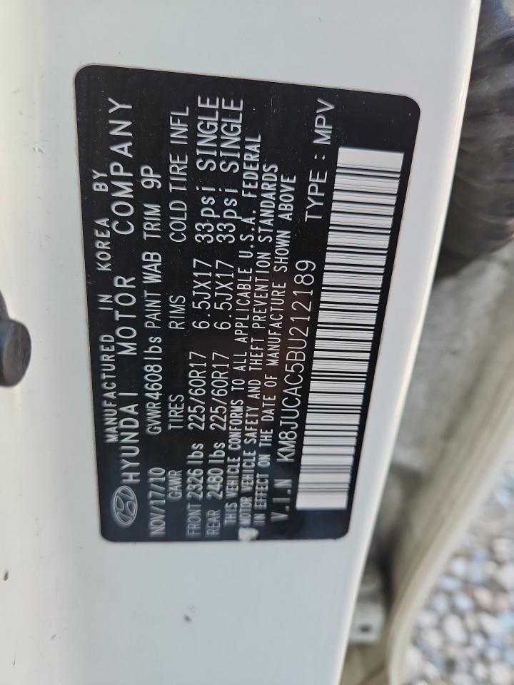 2011 Hyundai Tucson Gls VIN: KM8JUCAC5BU212189 Lot: 86173715