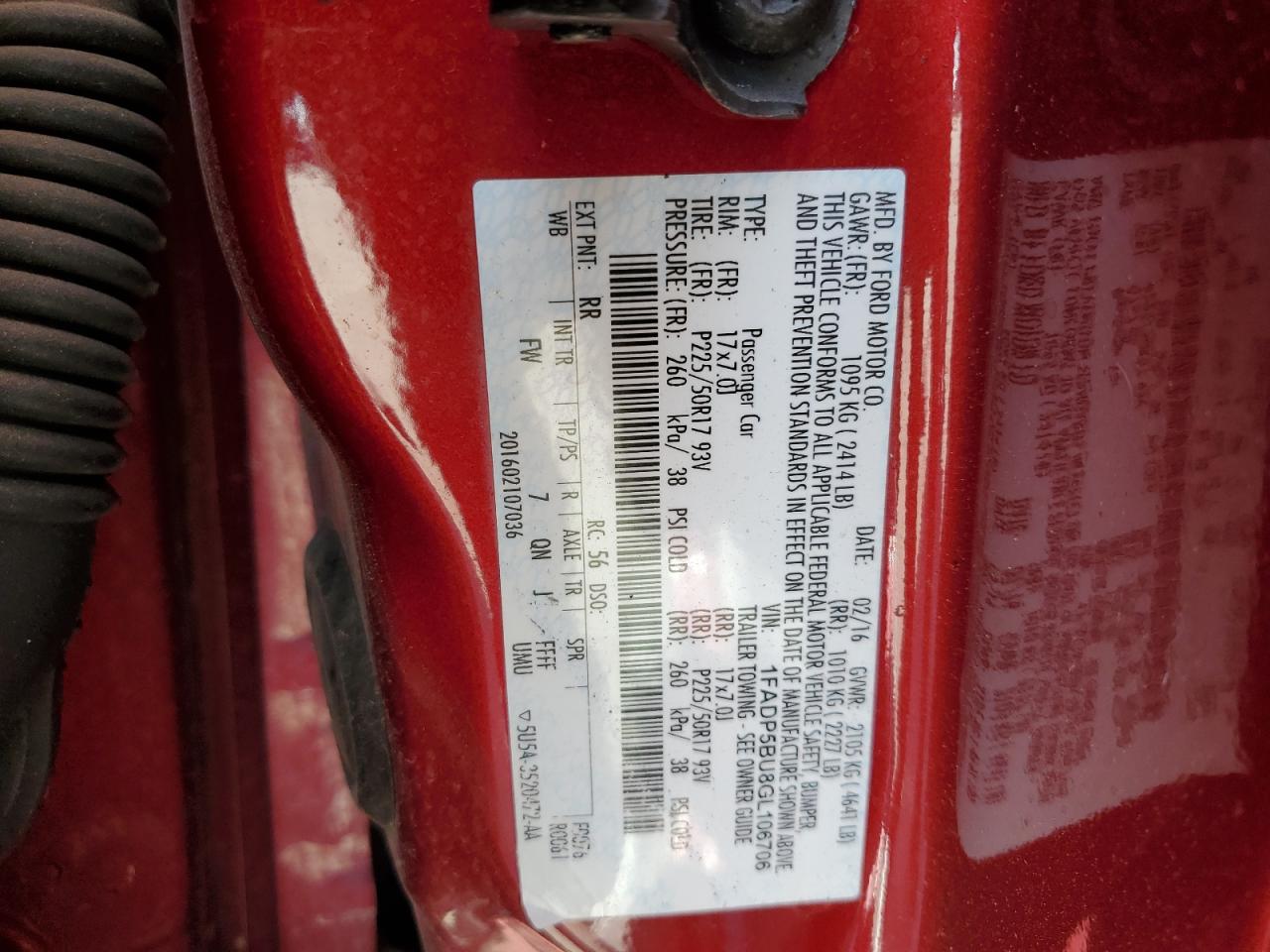 2016 Ford C-Max Sel VIN: 1FADP5BU8GL106706 Lot: 89741635