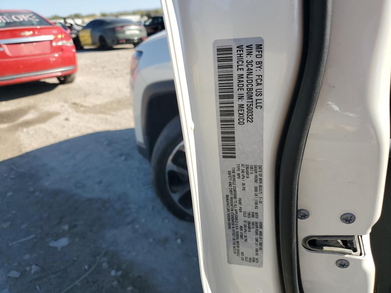 2021 Jeep Compass Limited VIN: 3C4NJDCB0MT500322 Lot: 82260305